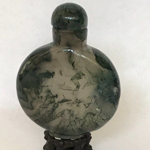 Small Vintage Moss Agate Snuff Bottle